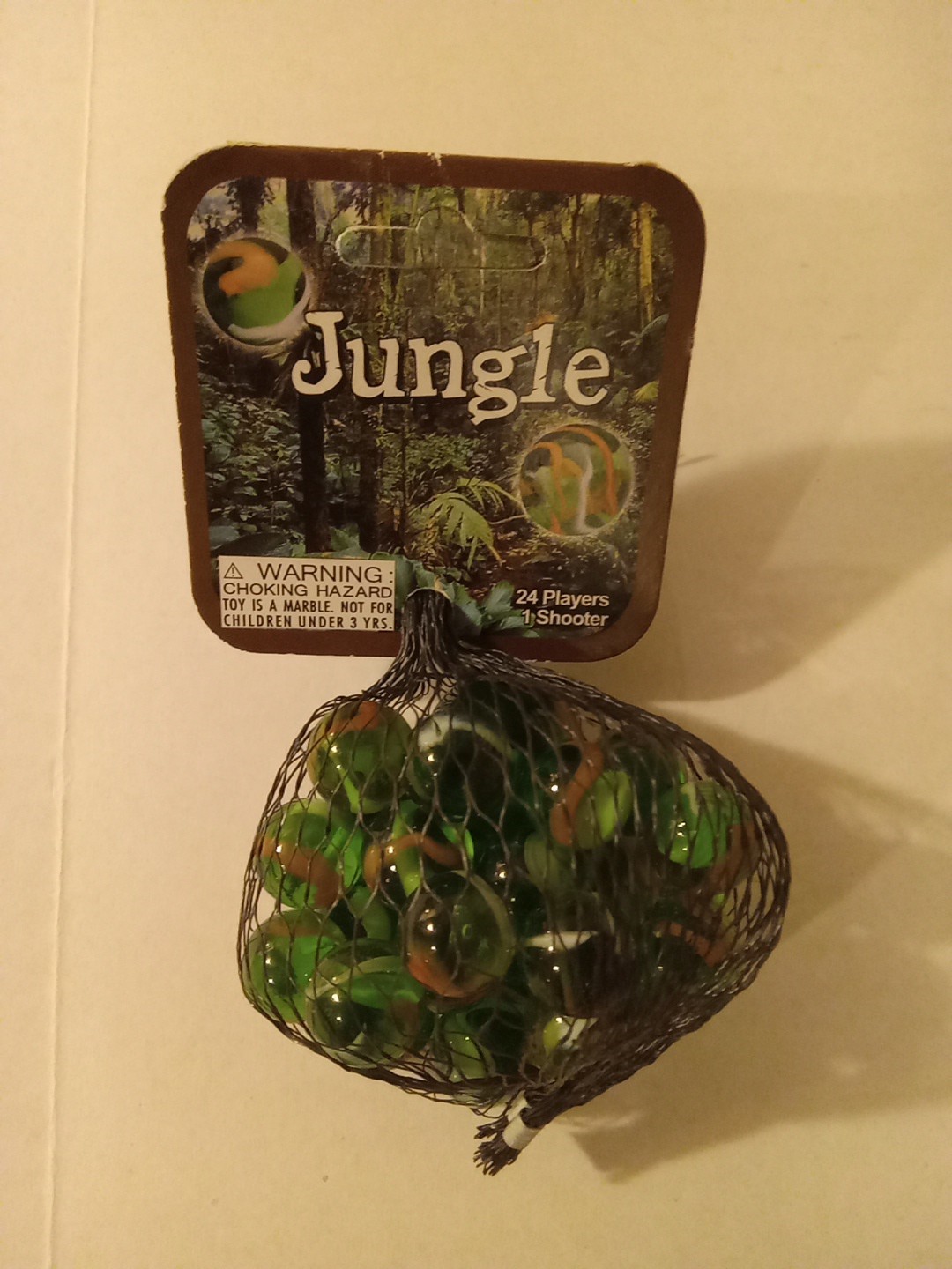Net Bag 25 “Jungle” Glass Mega Marbles 24 Players & 1 Shooter 2009-13 Header