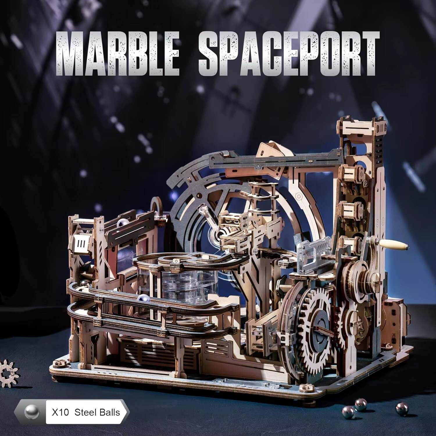 Robotime Marble Spaceport – DIY 3D Wooden Puzzle Mechanical Model Kit