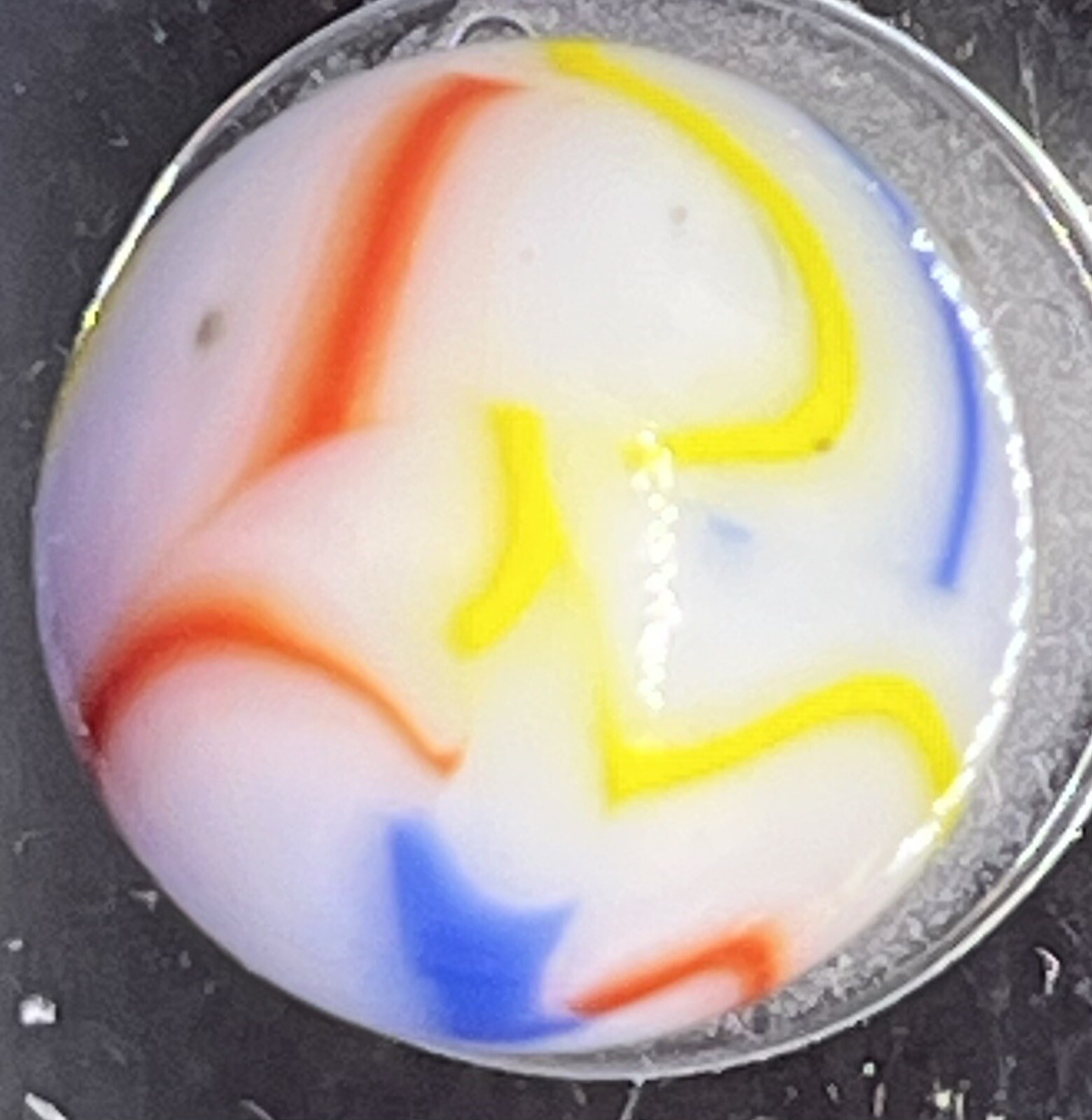 Abstract Vacor “Picasso” Swirl Glass Marble ~5/8” – White, Blue, Yellow, Red (2)