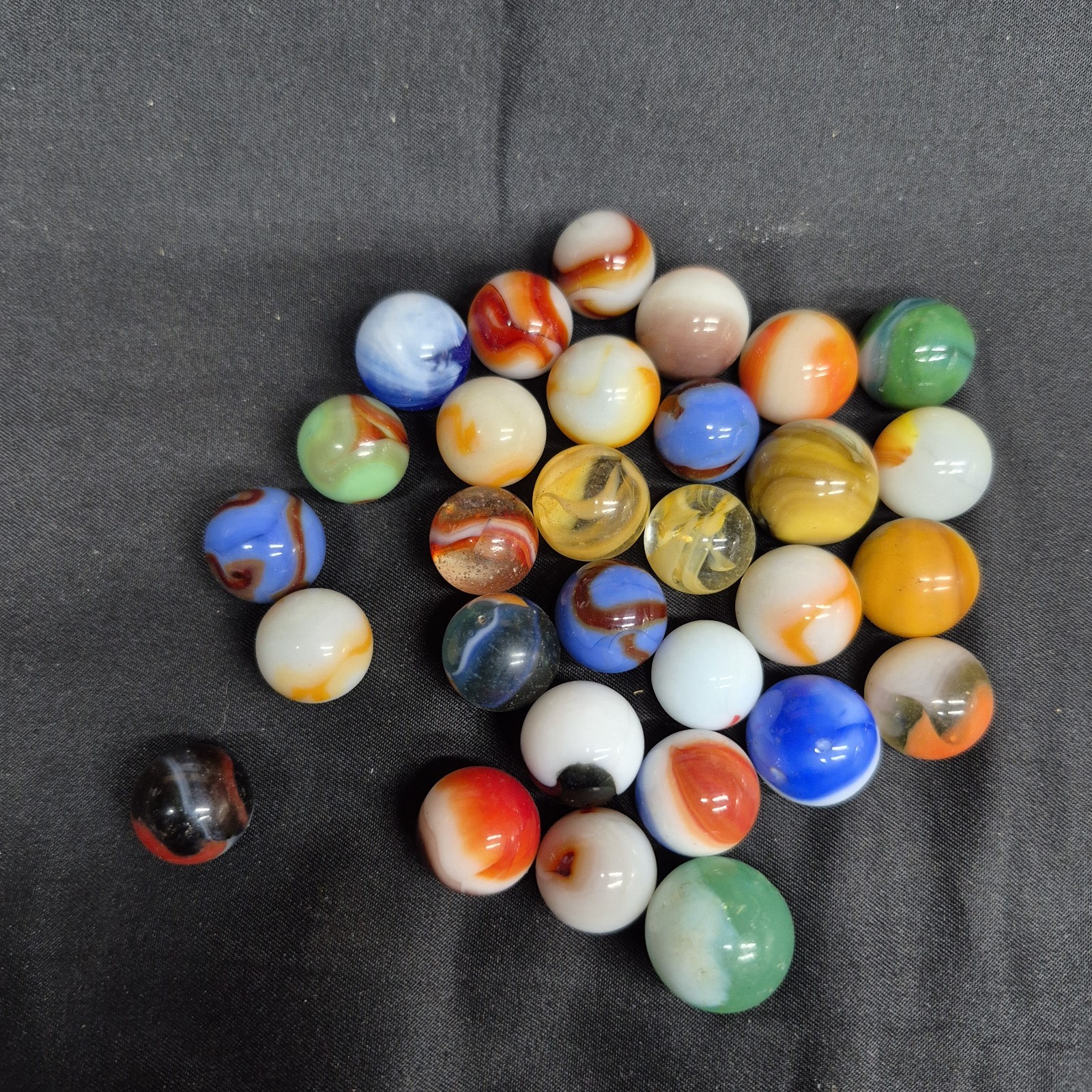 Lot 30 Vintage Marbles Glass Akro Vitro Peltier Marble King Swirl Patch VG USA