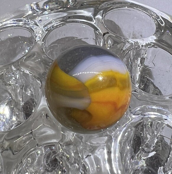 Vintage Marble Transparent Base Yellow Orange White A+ Peltier? Kokomo? Vitro?