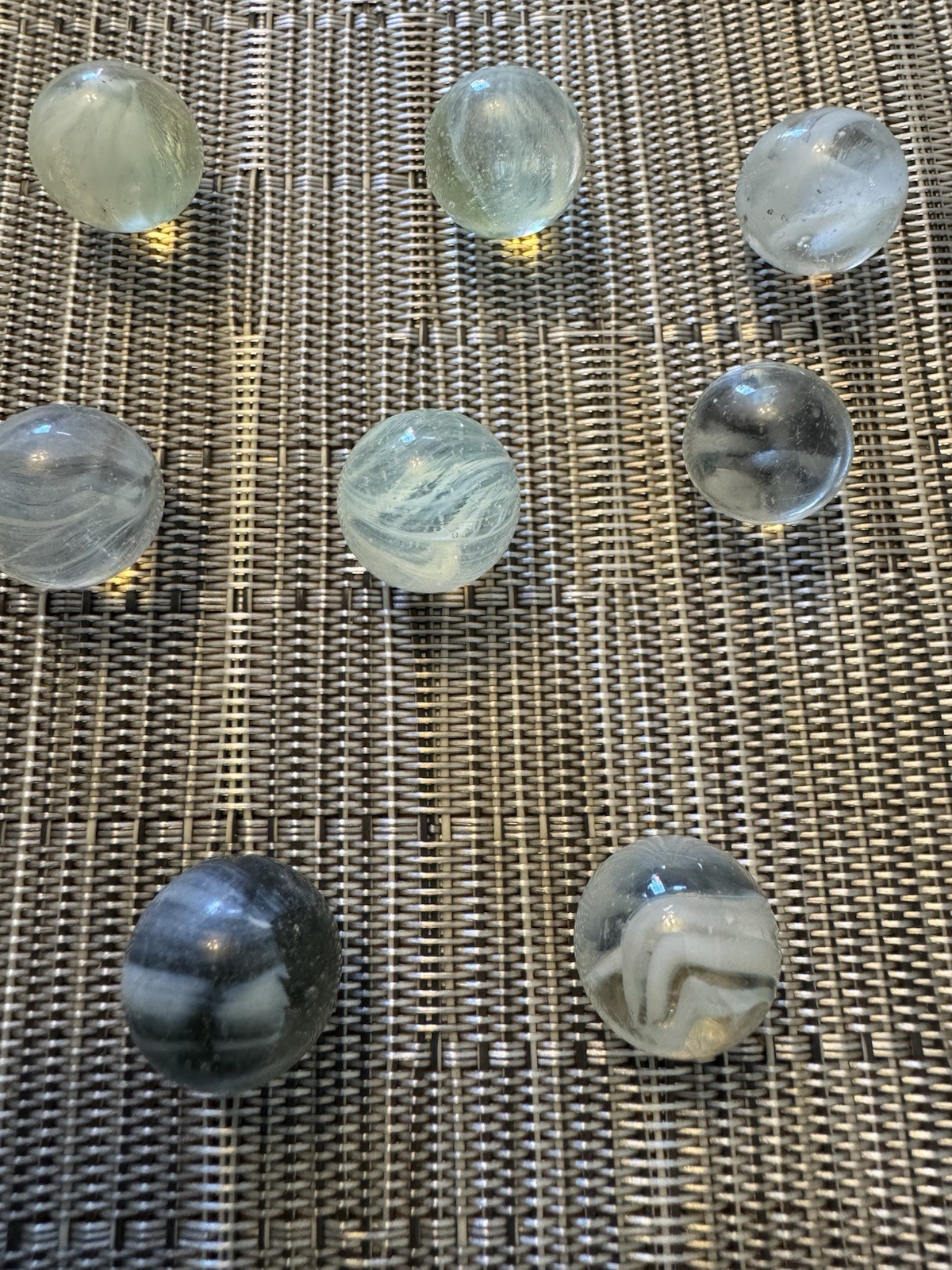 Original Antique Vintage Old Marbles Clear With White Lot Of 11 14.4 MM
