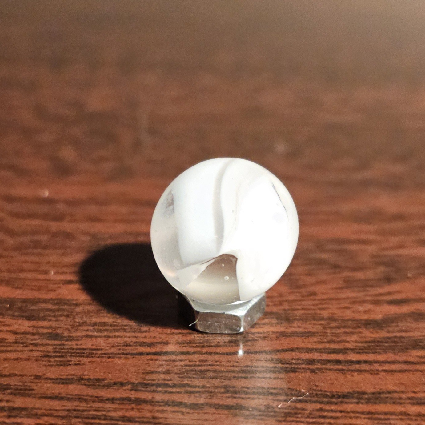 Vintage CE Bogard White Floppy 4-Lobe Cats Eye .625″ Glass Marble