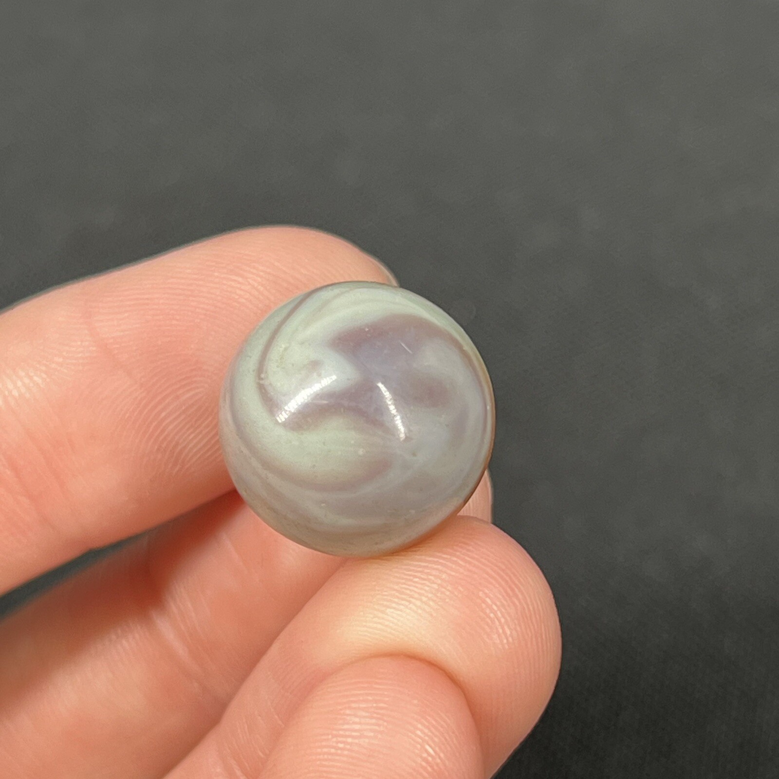 Vintage Agate Christensen Peltier Art Glass Swirl Marble .6” Muddy Green