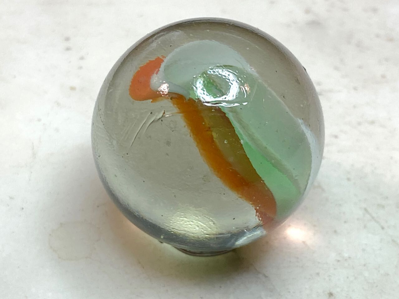 Large Antique Marble Swirl Glass Ball German 35mm / 1.5” Estate Find
