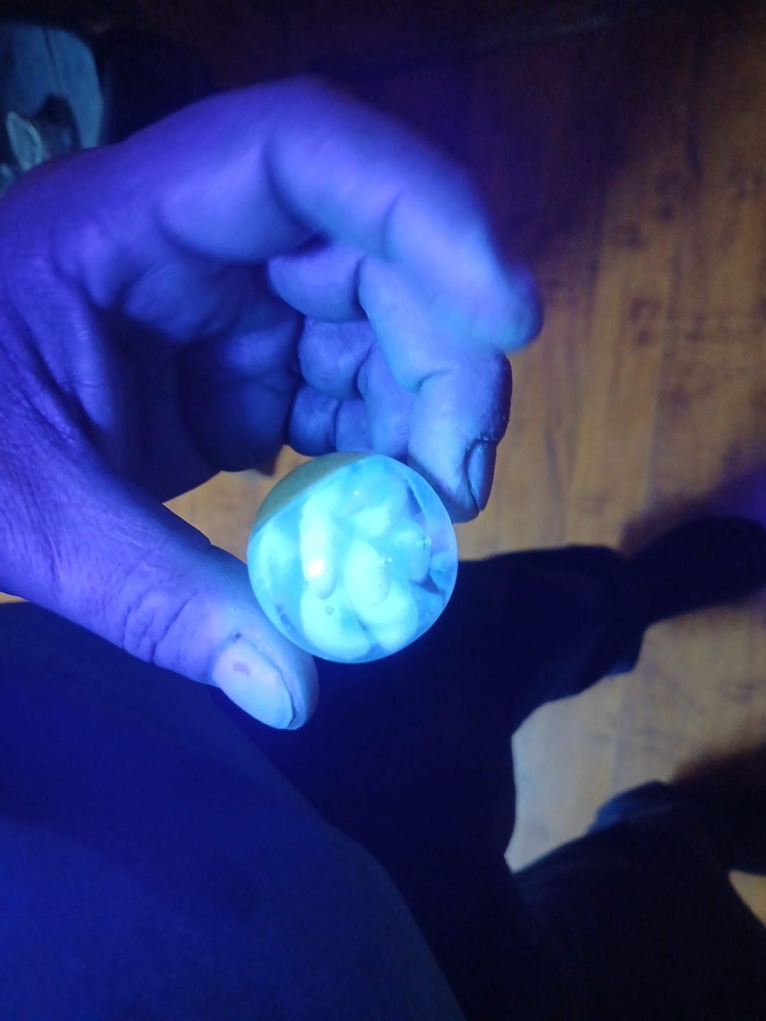 1 1/4 Inch Blu V Fumed Marble Fully Imploaded All The Way Through Marble .