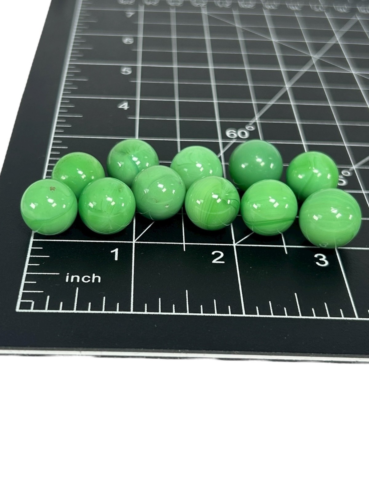 Vintage Player Marbles .58in Lot of 11 Bright Green Swirled Glass Collectible