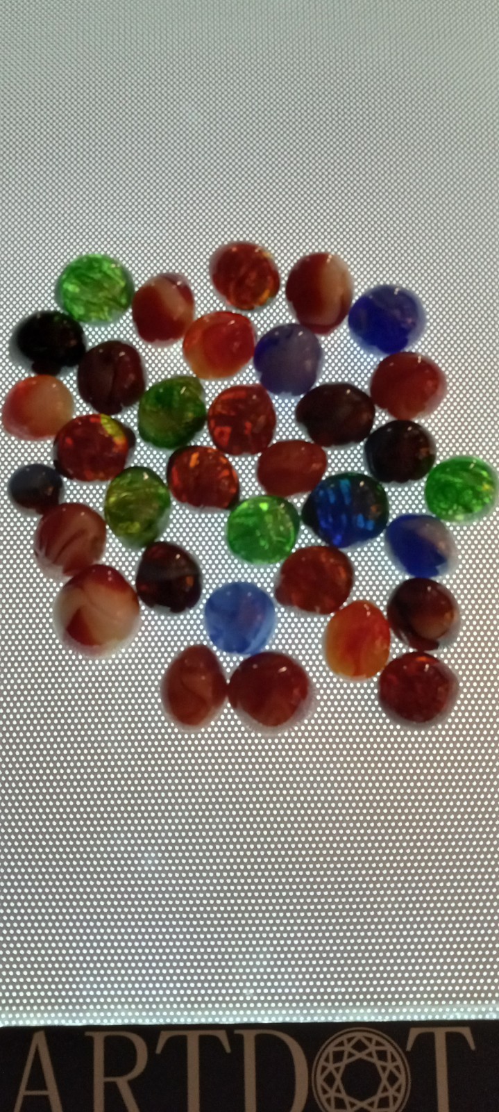 A Lot Of Vintage Hand Blown Odd Shaped Marbles Blues, Reds, Green