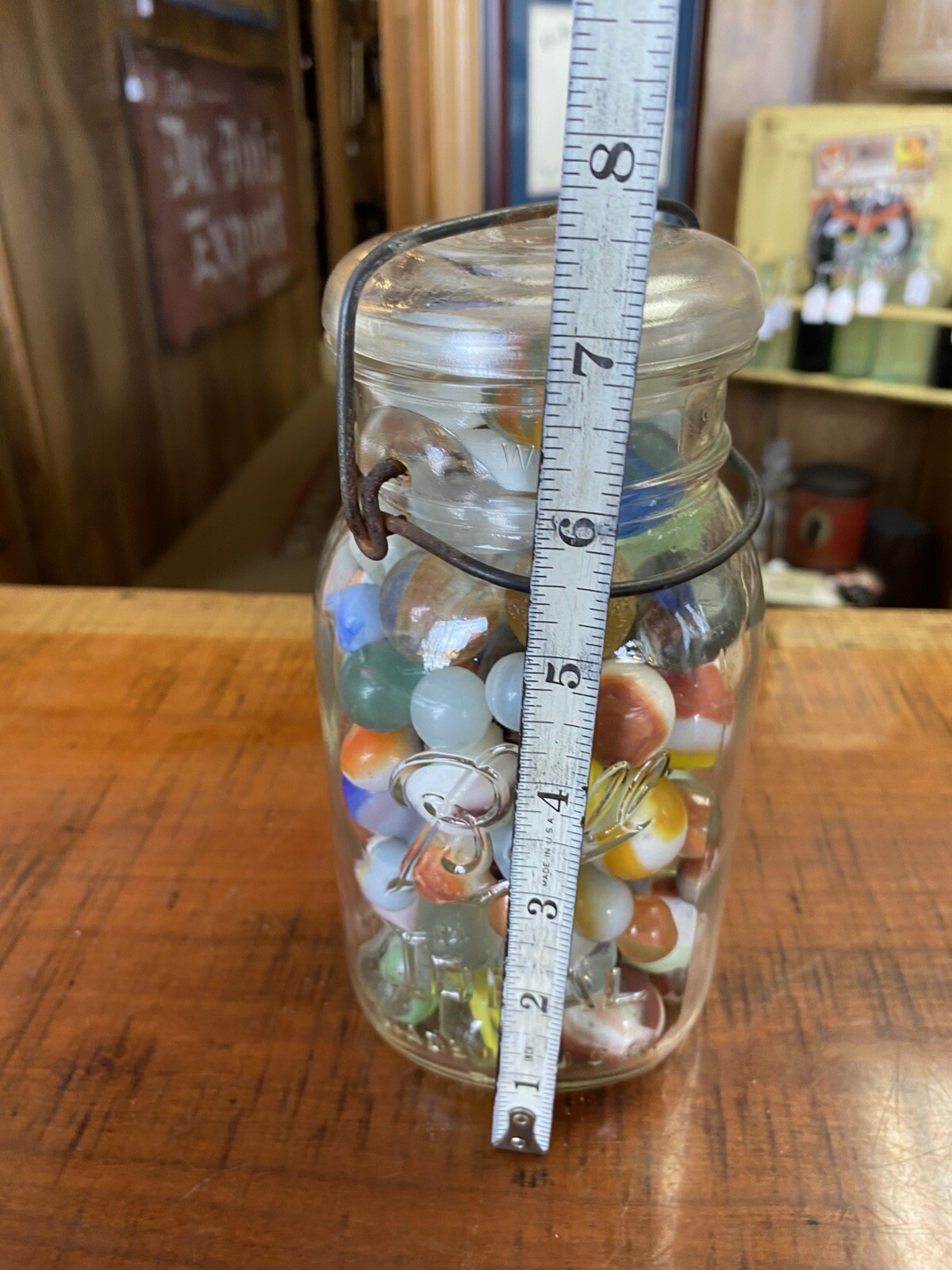2 Lbs 15 Oz Of Shooter Marbles And Others In Ball Ideal Jar