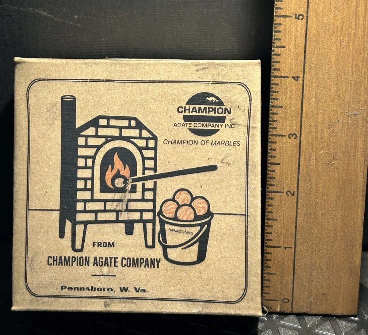 Champion Agate Company Furnace Swirl Marble Logo Deep Marble Box