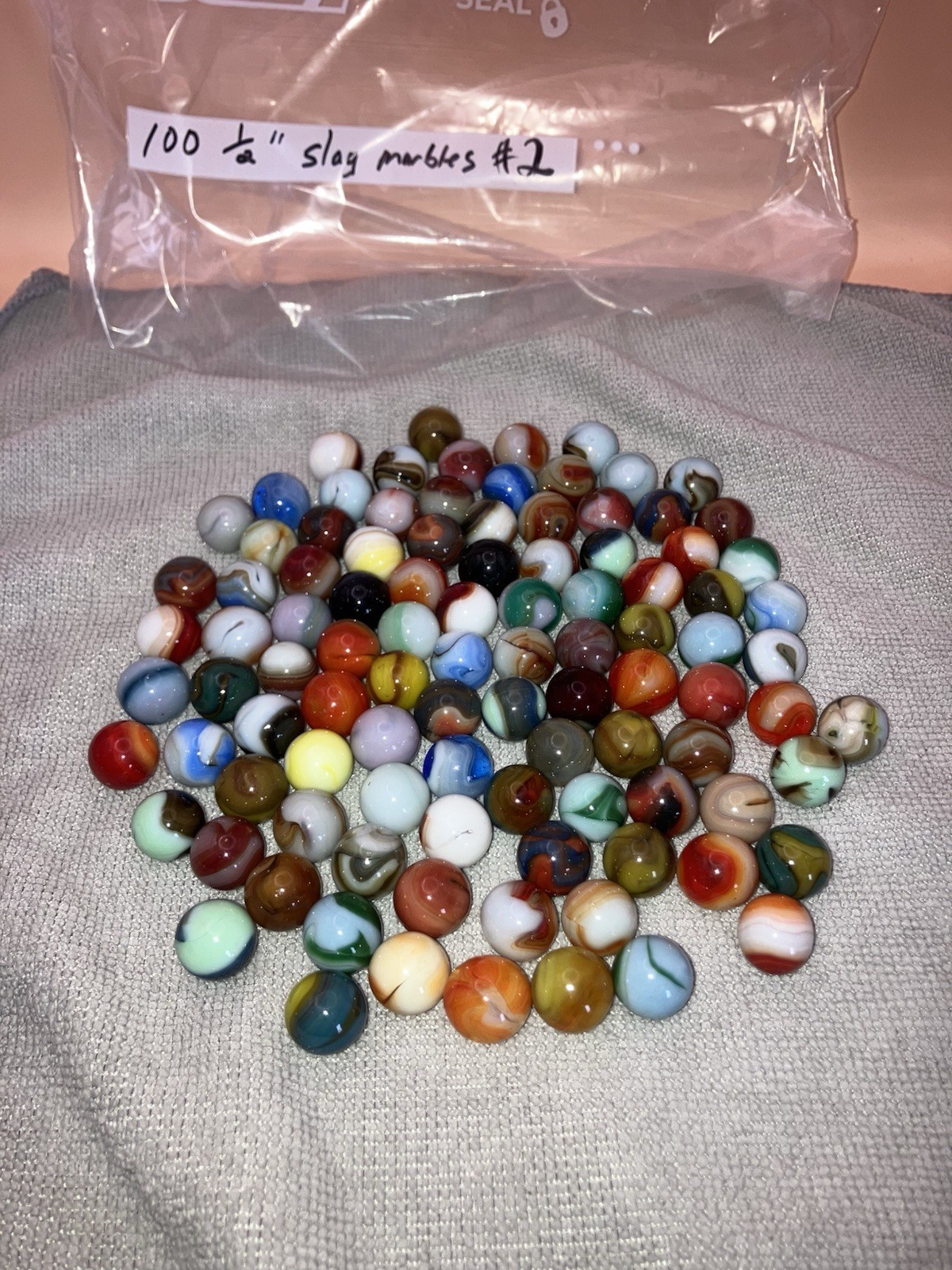 Vintage & Modern Marbles Slag Agate 1/2” Lot Of 100 Each EUC!