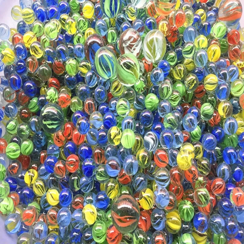 50PCS 14Mm Colorful Glass Marbles Toy Kids Marble Balls Run Game Solitaire Toy A