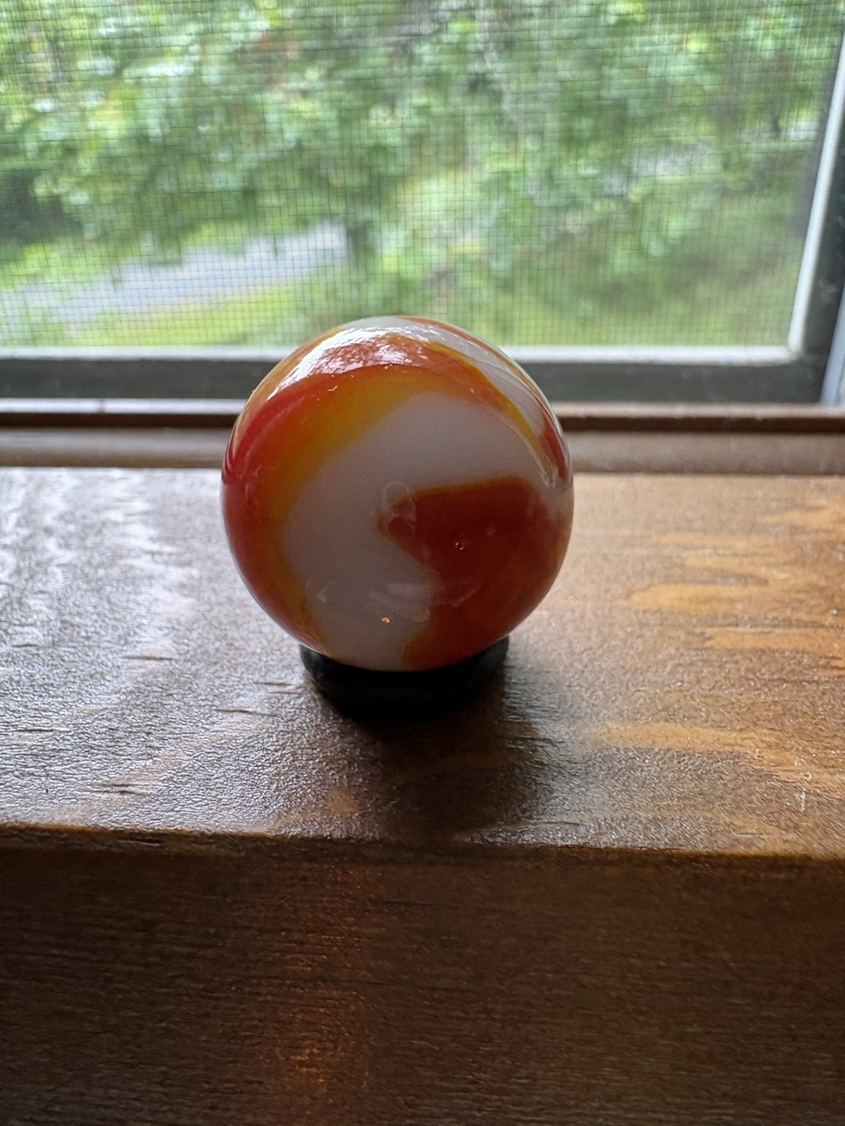 Vintage Marble Lot Swirl Shooter Ribbon Core Red White Orange Glass Marbles 3