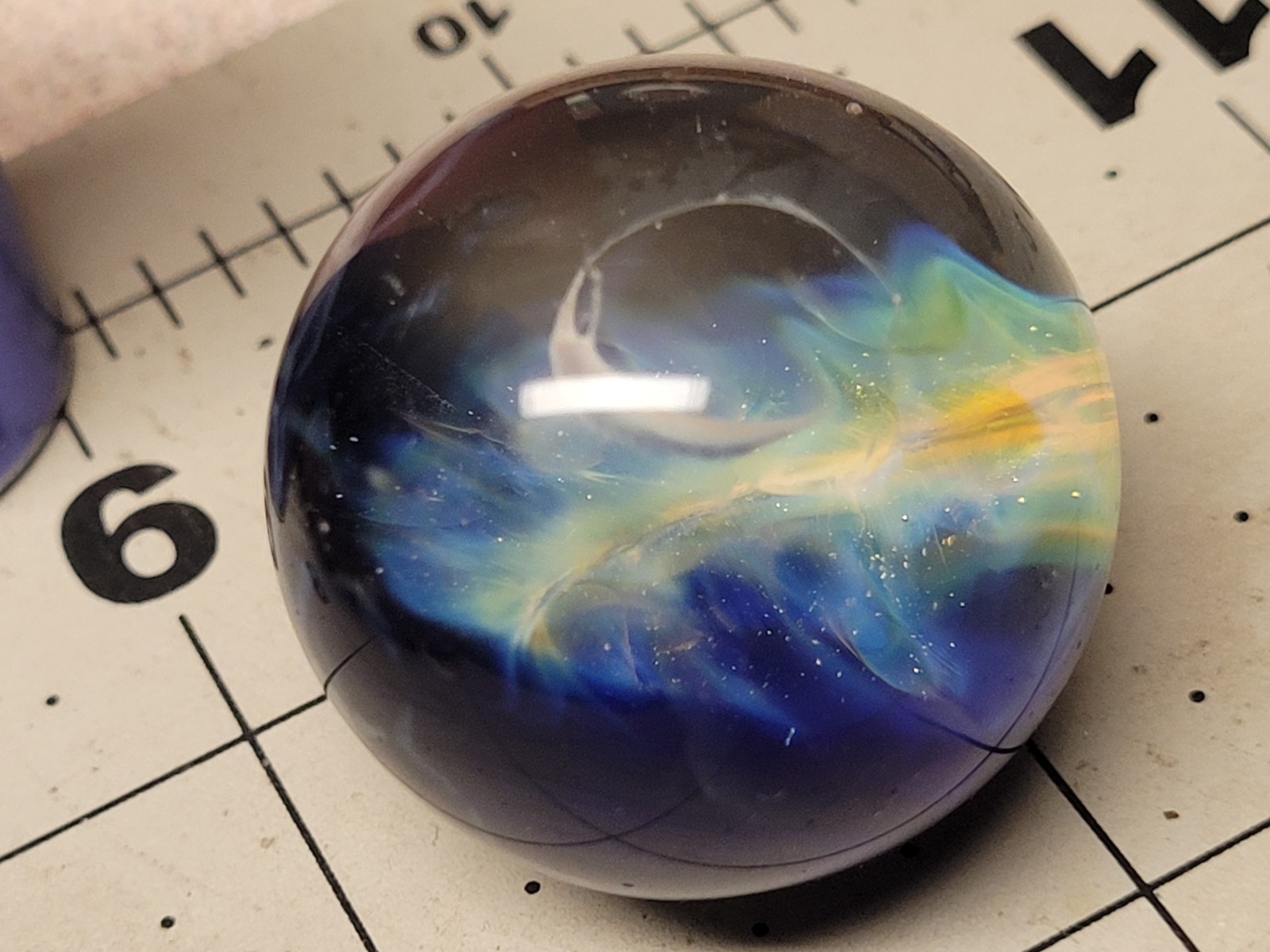 Contemporary Art Glass Marble 1.07″ Fumed Galaxy MIB Heady Borosilicate