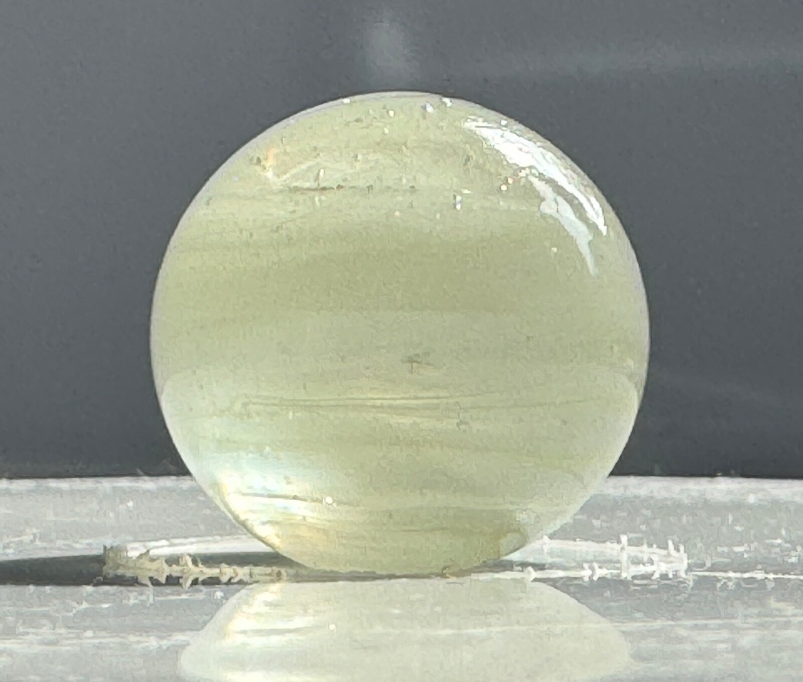 Egg Yolk & White Single Faceted Pontil Transitional Marble 21.5mm (27/32”)