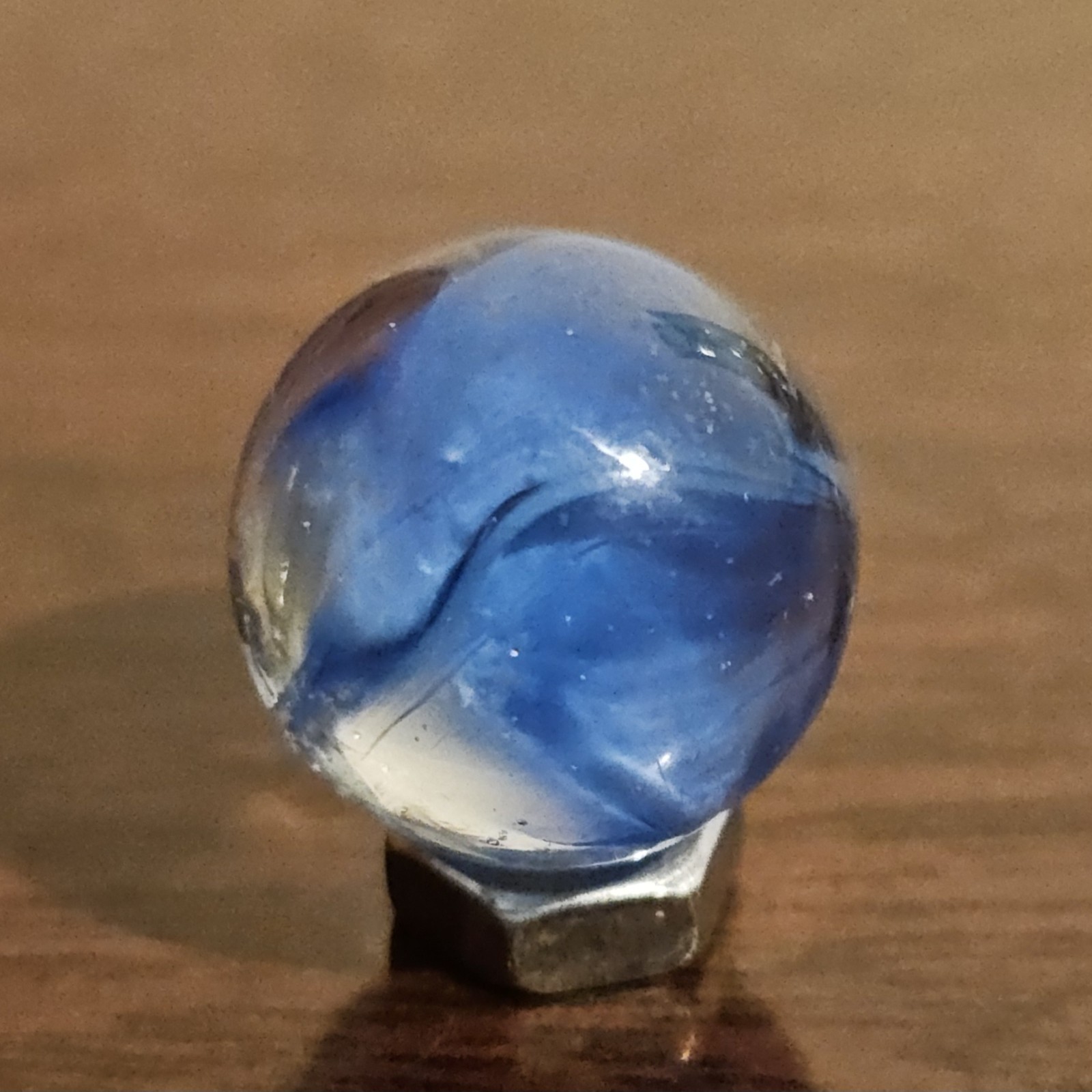 Vintage CE Bogard Blue Floppy 4-Lobe Cats Eye .593″ Glass Marble