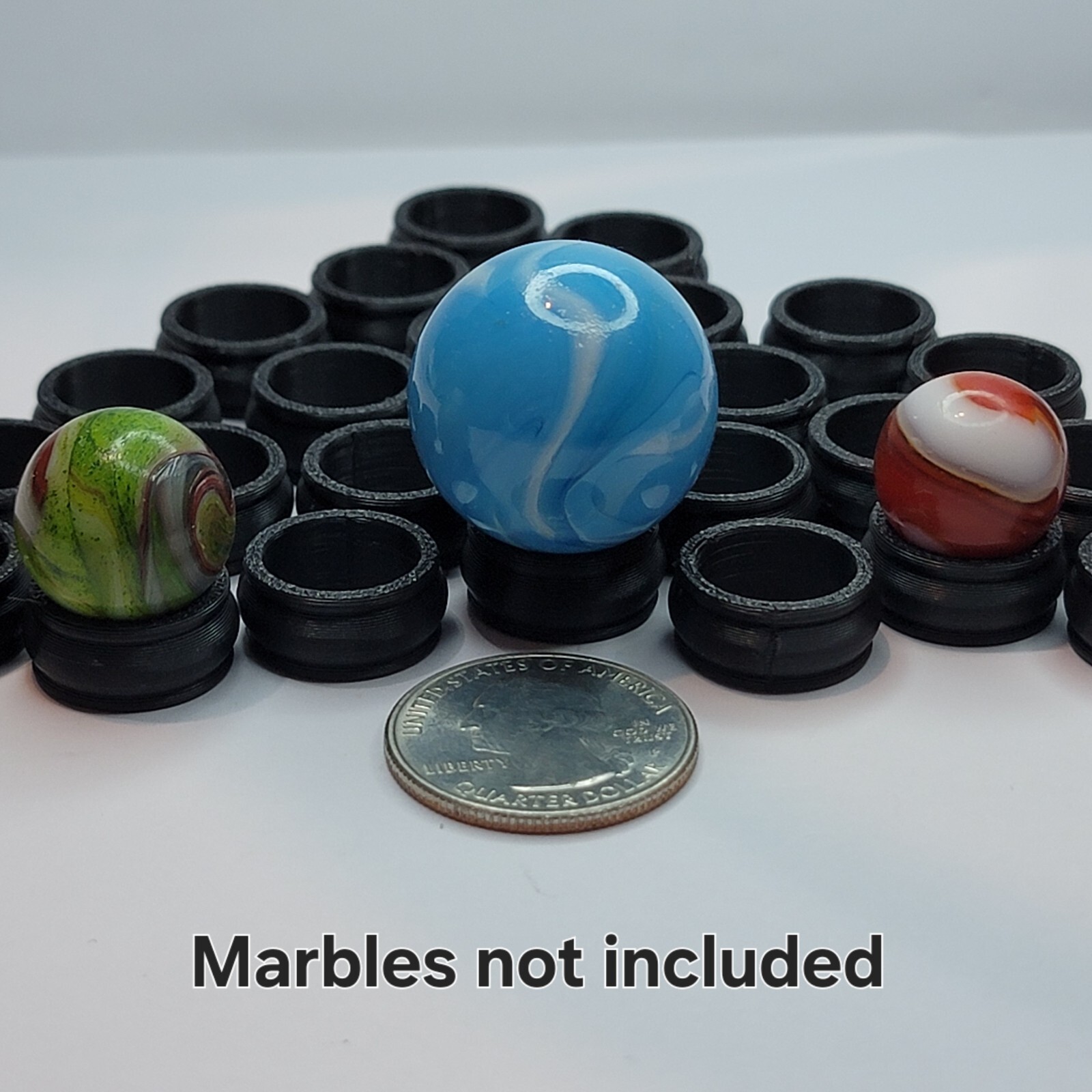 Black Marble Display Rings Pack Of 25 – For Marbles Up To 1″ – Lot #6154