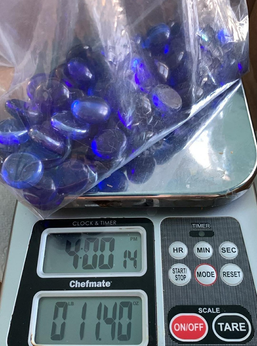 12.5 oz FLAT BLUE GLASS MARBLES