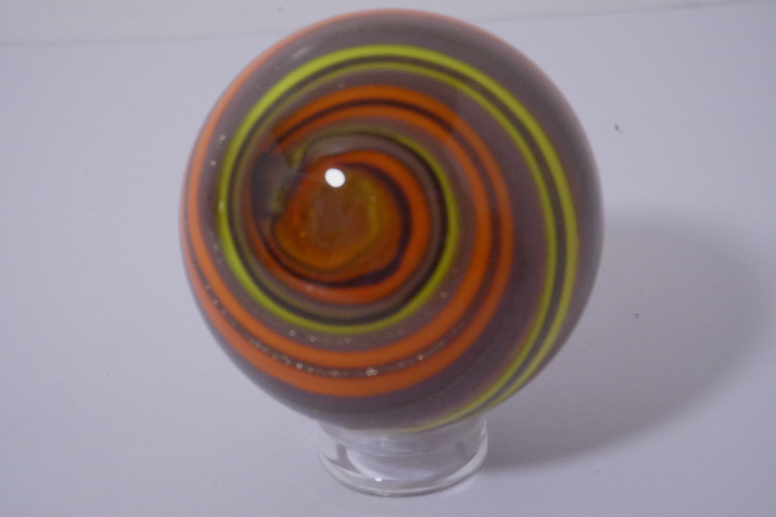 A Sharp & Dazzling New Handmade Corkscrew Art Glass Marble – 38 MM = 1-1/2″ Dia.