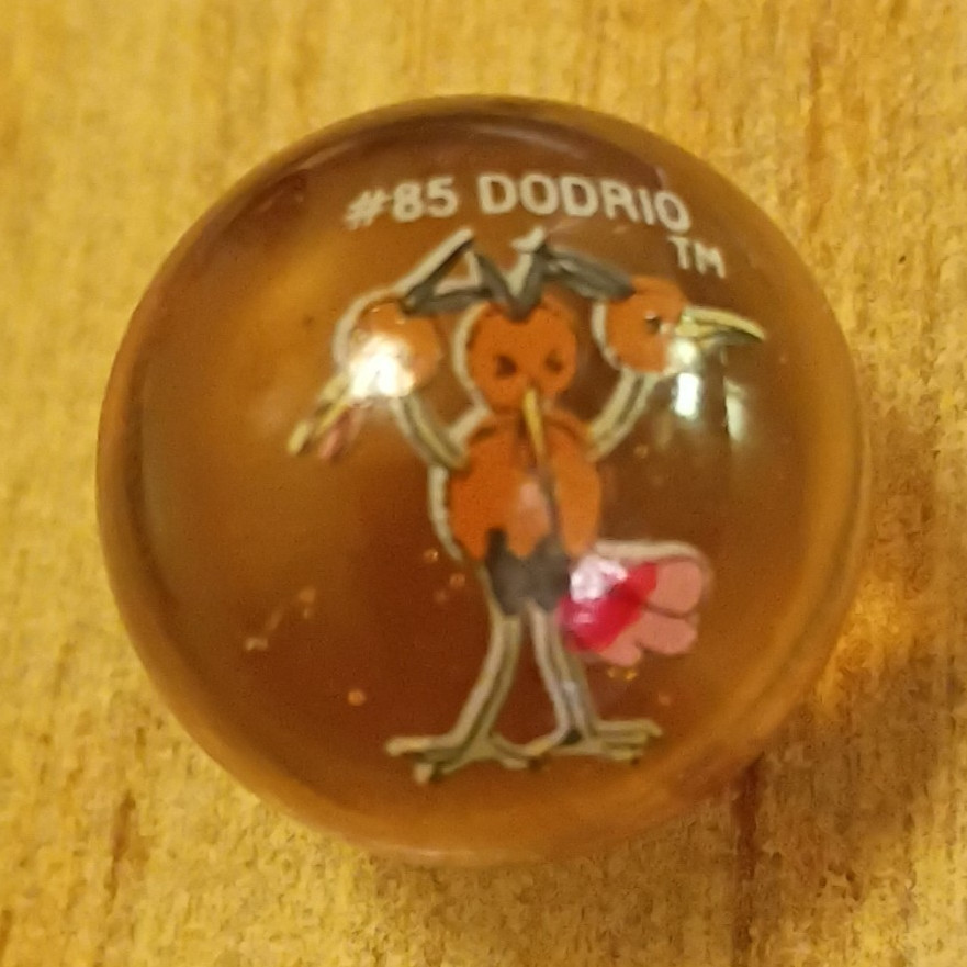 Machine Made Glass Marble w/ #85 DODRIO Pokémon Printed Character Design