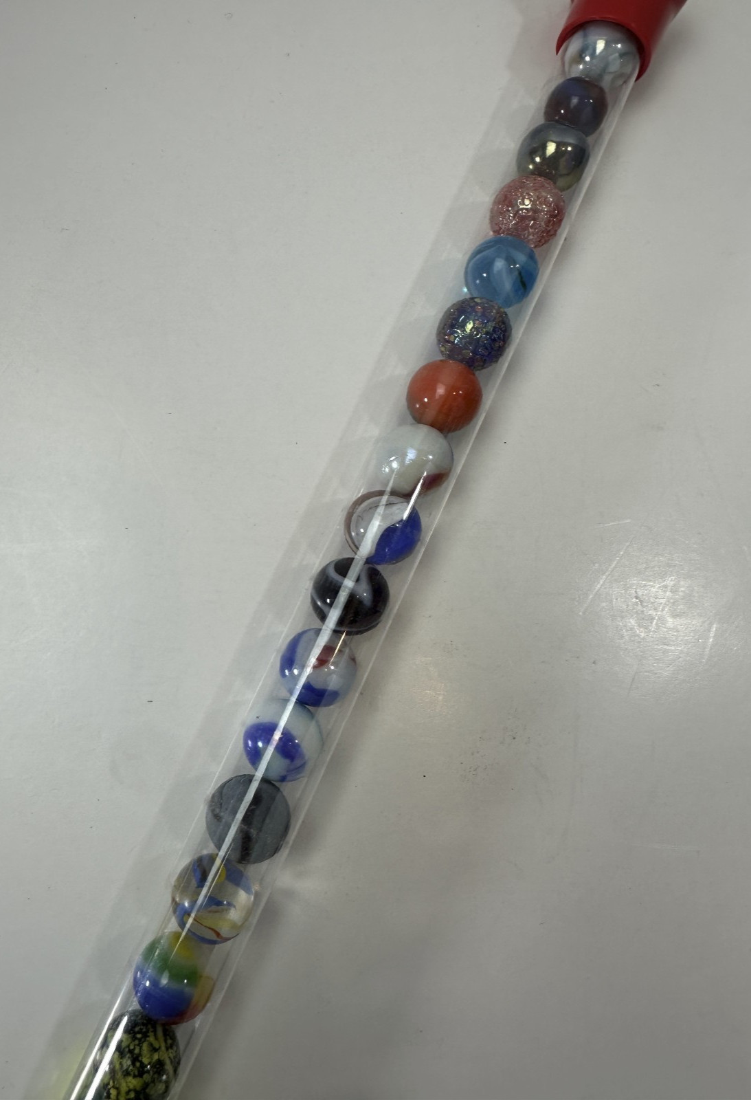 Moon Marble Company Tube of 20 Multicolored Marbles Lot Different Sizes