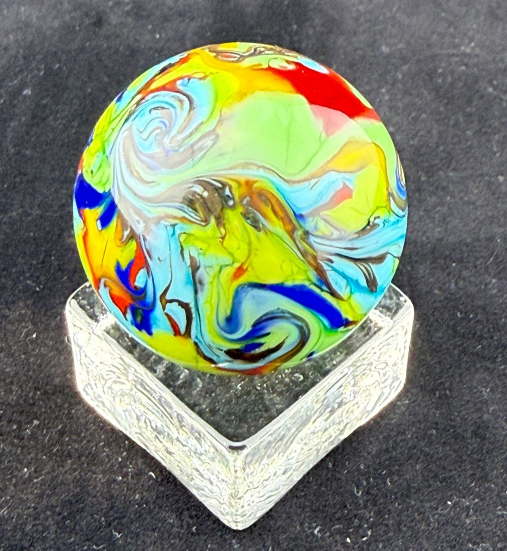 Steve Willis 2006 Wild Abstract Glass Marble 1-15/32″, #3 signed W6