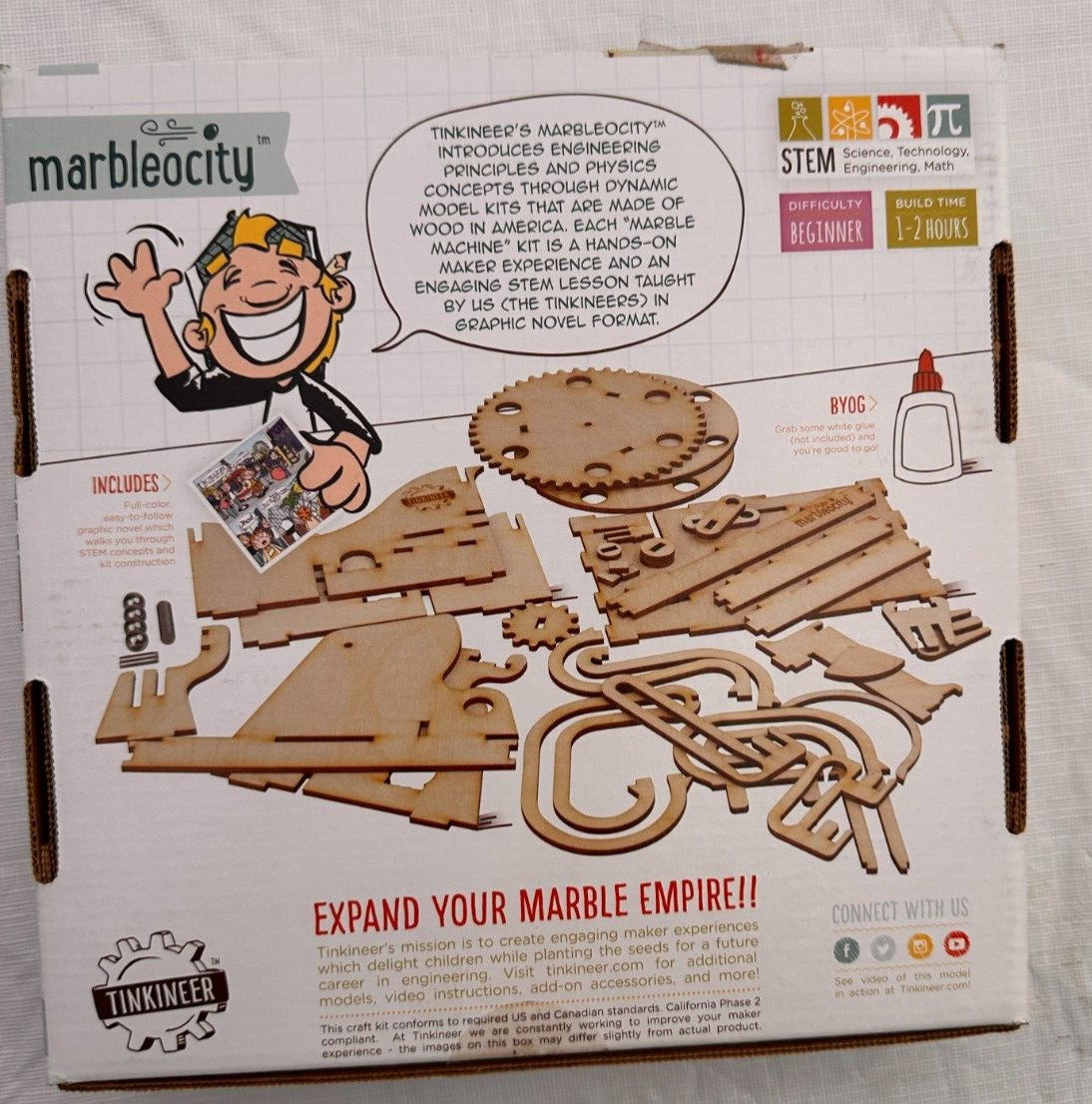 New Tinkineer Marbleocity Mini Coaster Maker Kit Ages 9+ Beg. STEM build 1-2 hr