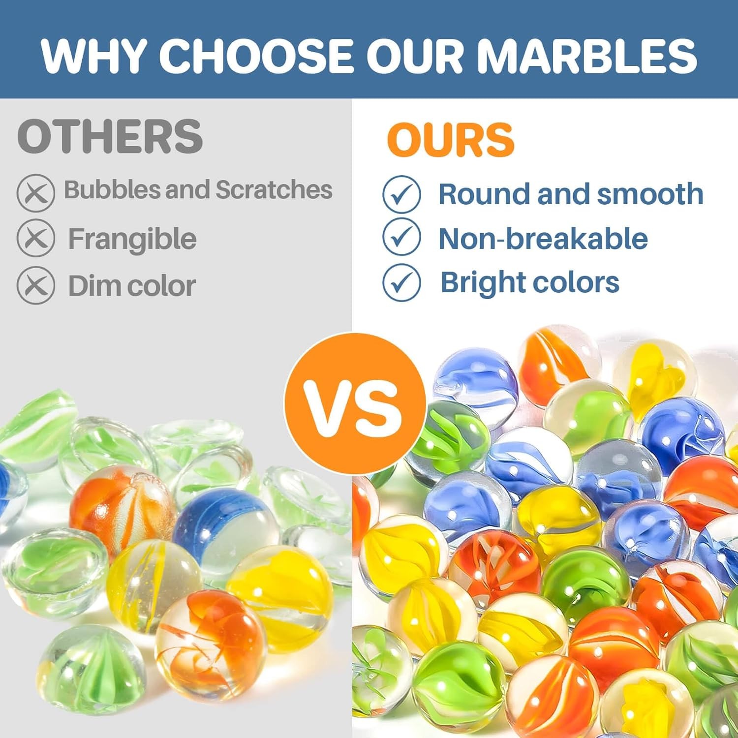 Sukh Glass Marbles – Bulk 98Pcs Cat Eye Mix 4 Colors Medium Sized Thick Marble D