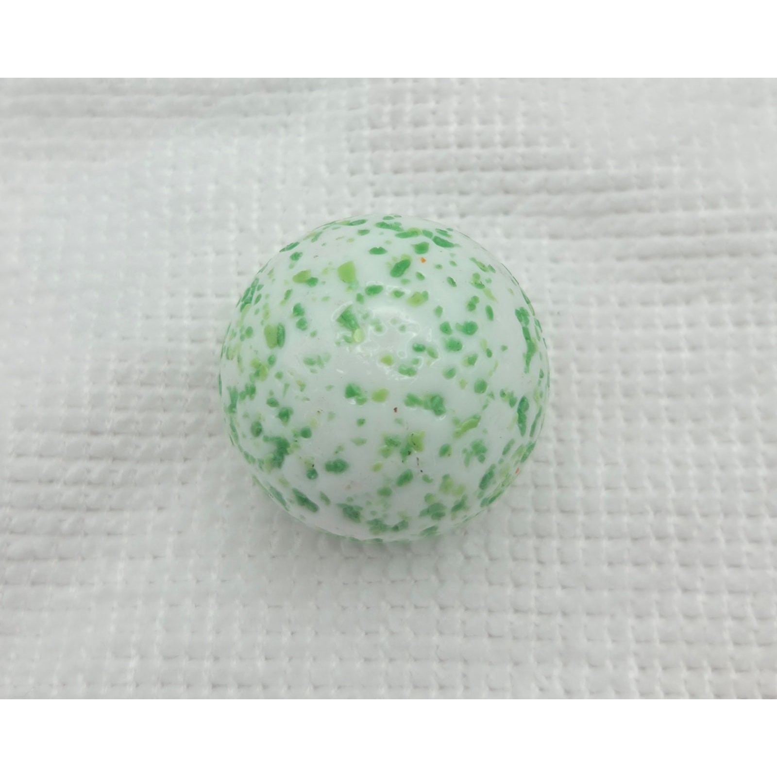 Lot Of 5 Vintage Glass Marbles White Swirl Speckled Green Red Brown Collectible