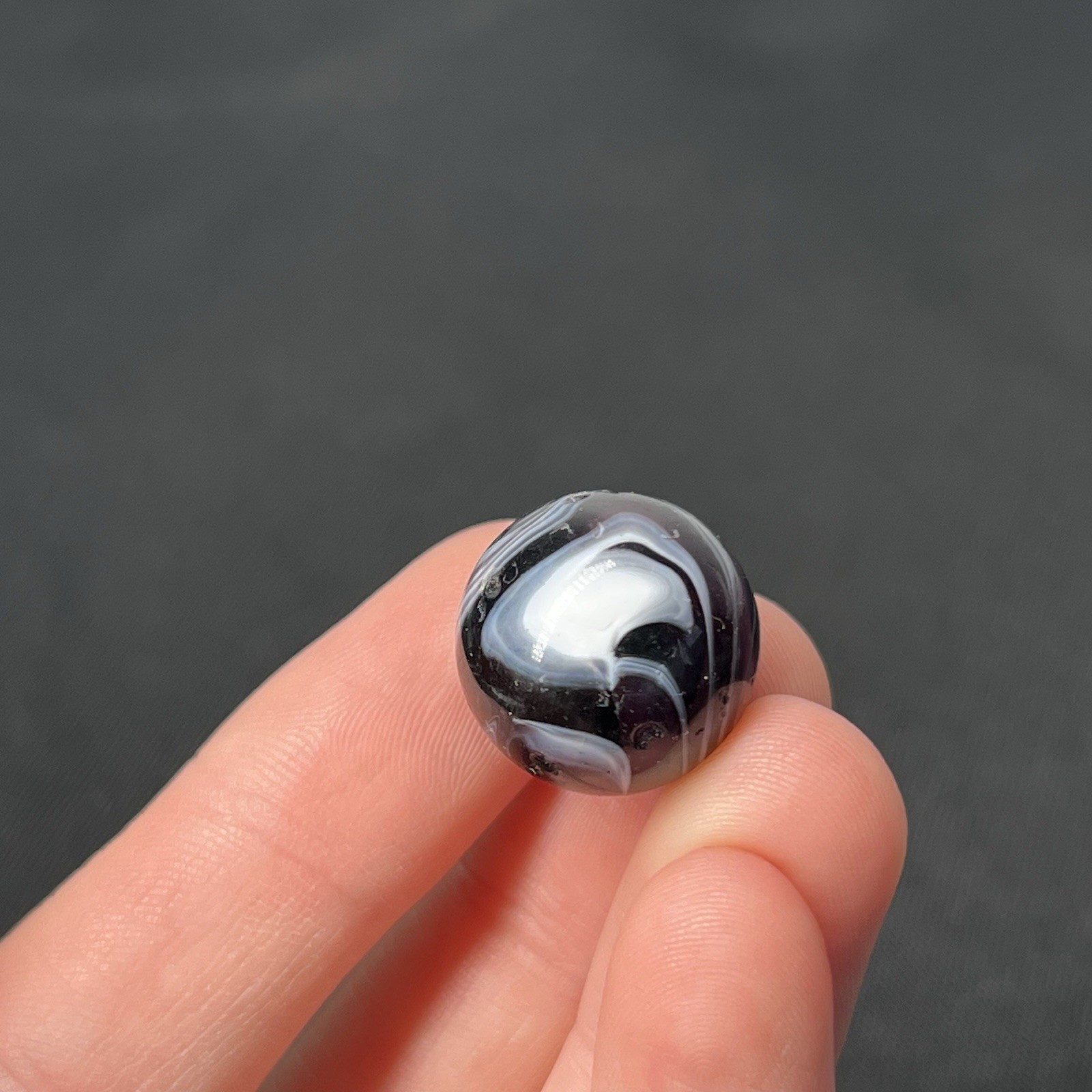Vintage Glass Swirl Marble Akro Agate Peltier Vitro .7” Black Shadow White Cool!