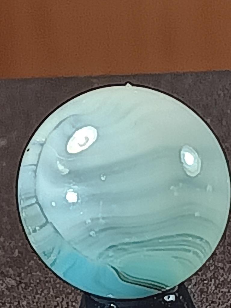 5/8″ Vitro Brilliant Turquoise Patch Wispy White on Clear NM Serious Marble B202