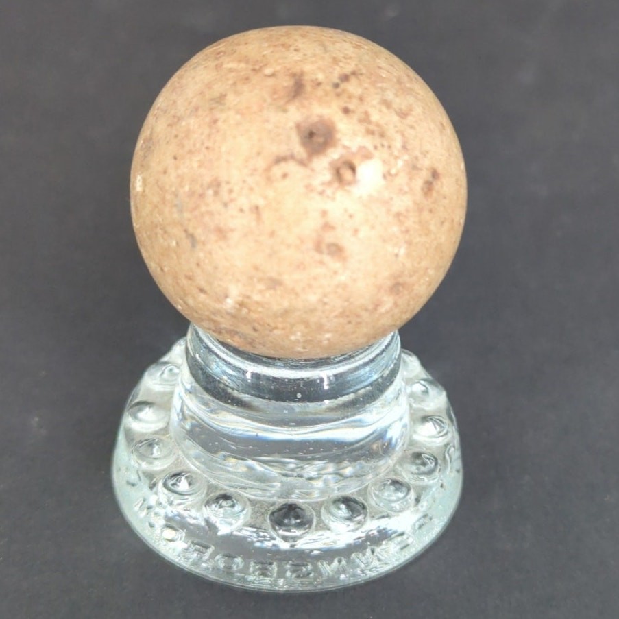 Antique German Handmade Bennington Clay Marble Glazed Giant Shooter 1-7/16″