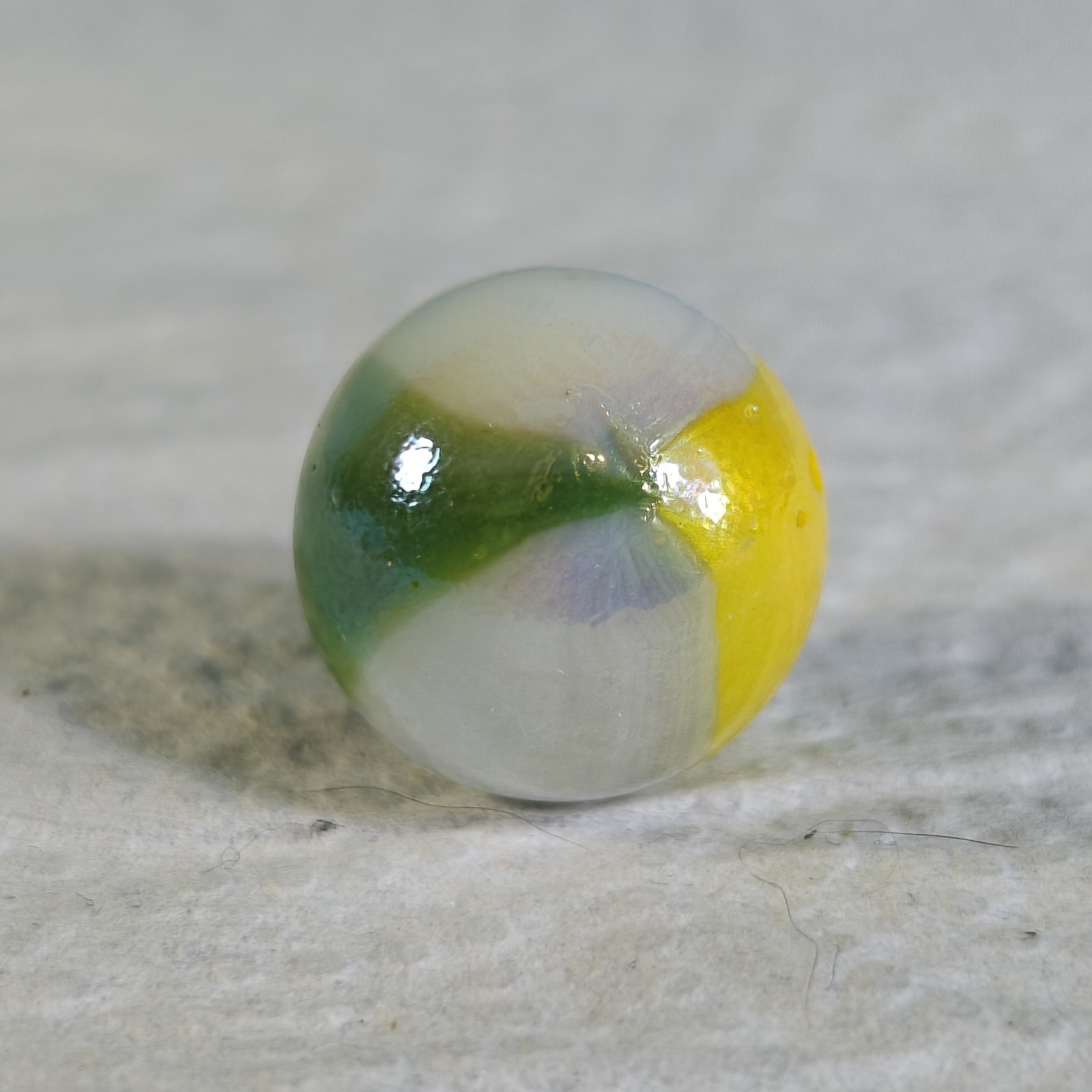 Vintage Glass Marble – Vacor Candy Green Yellow Iridescent