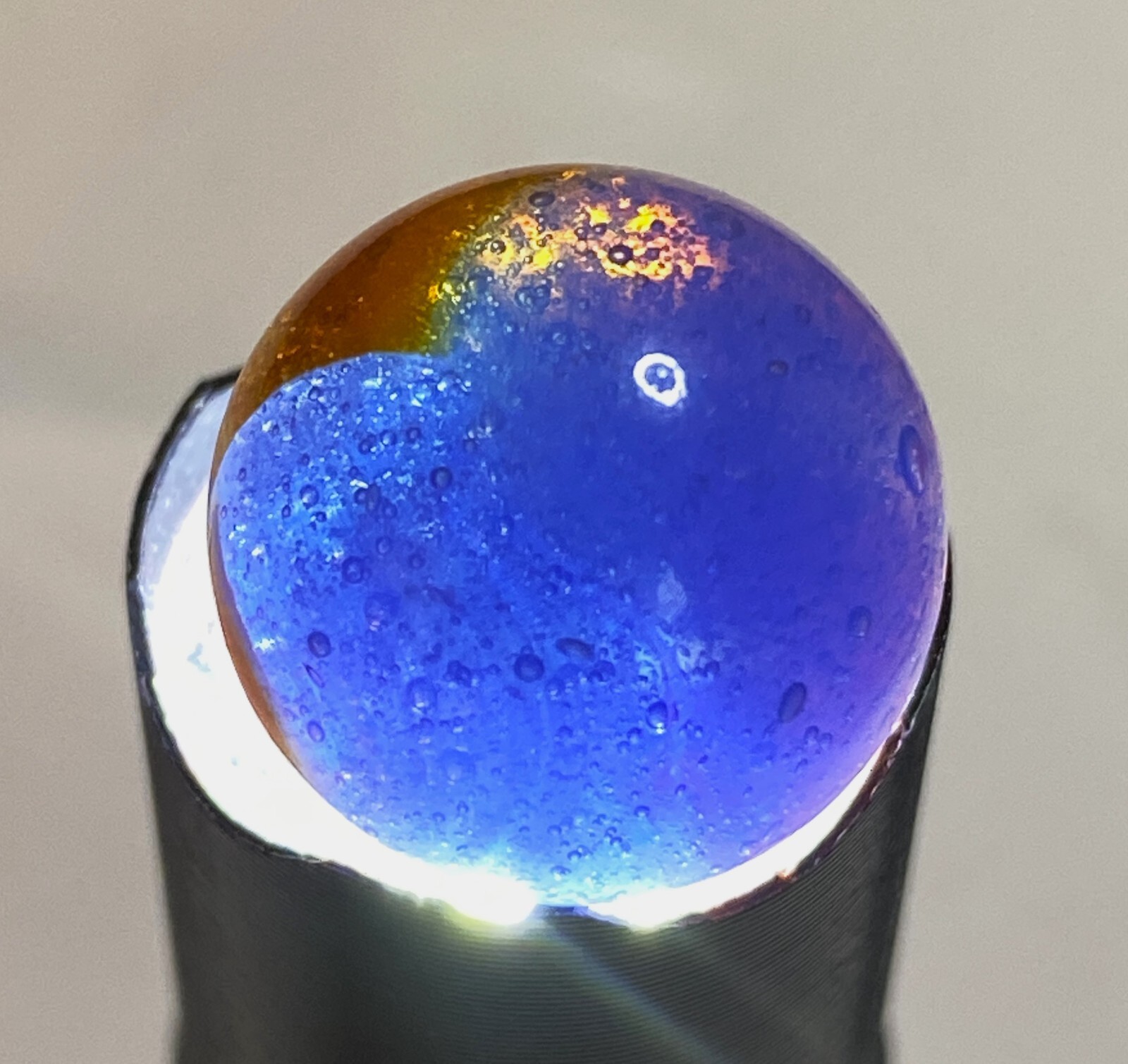 #7 PELTIER MARBLE HYBRID RAINBO BLENDED SPIDERMAN BURNT COLORS .62″ NM+/- MX126