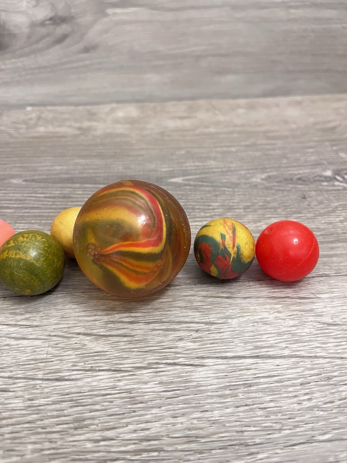 Mixed Lot Of Various Bouncy Balls/Plastic Marbles Set Of 8 Vintage