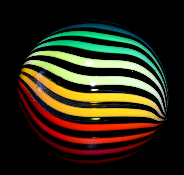 FRITZ LAUENSTEIN GLASS MARBLE/1.642″-PEEK into the RAINBOW-SAPPHIRE,TURQ.,FERN +