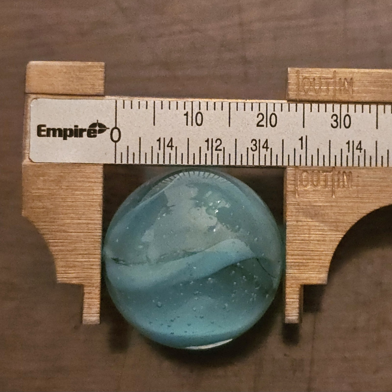 Vintage CE Bogard Blue 4-Lobe Floppy Cats Eye .937 Shooter Marble w Inclusion