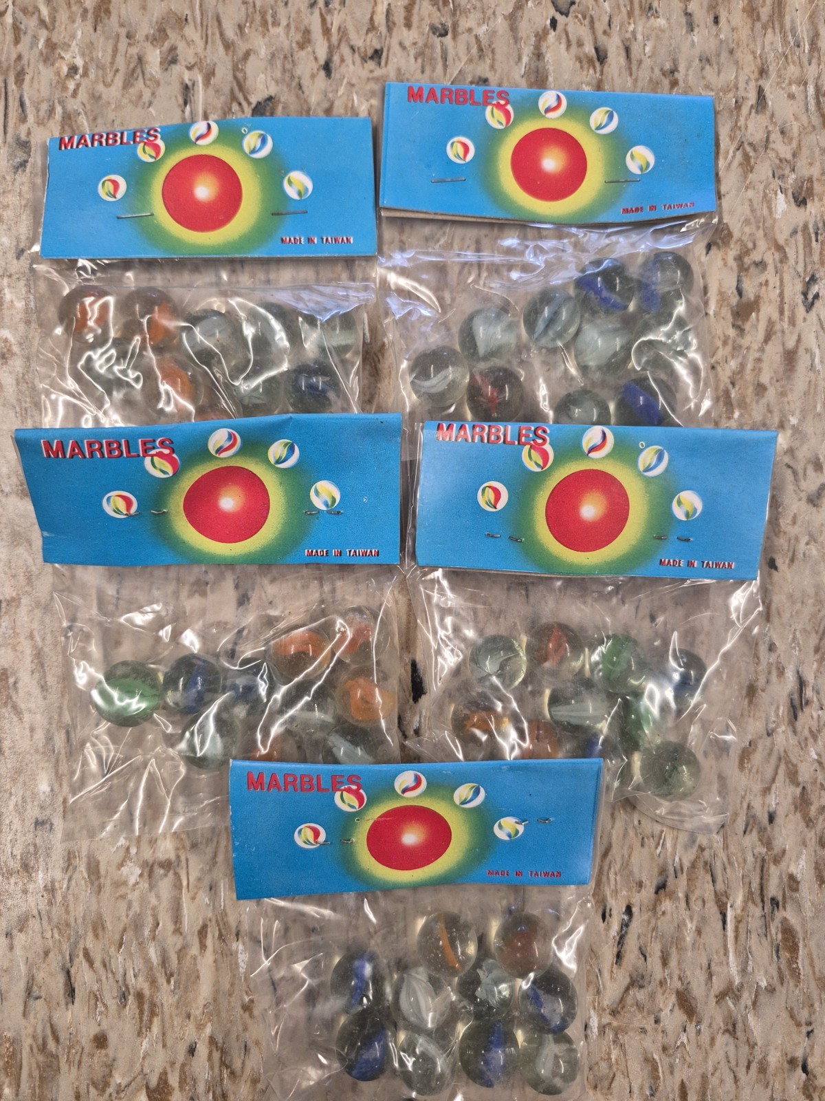 Lot 5 Vintage Marbles Packages Packs 1970s 1980s Rack Toy Five Dime Dollar Store