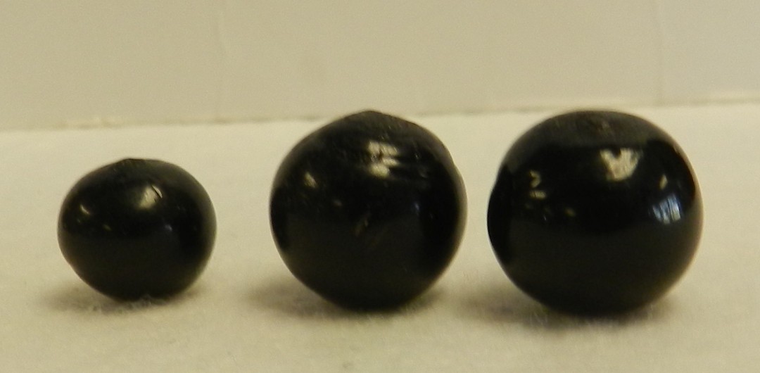 #21038m Vintage Group of 3 Black Ball German Handmade Opaque Ballot Box Marbles