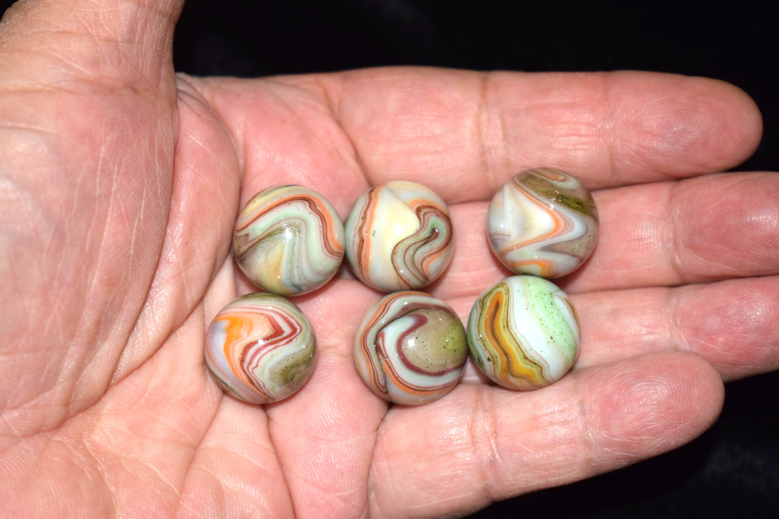 🐘➖⏩DAS lot of 6 Carnival run👽Green Aventurine🐂OXBLOODS size .718″=18mm MINT