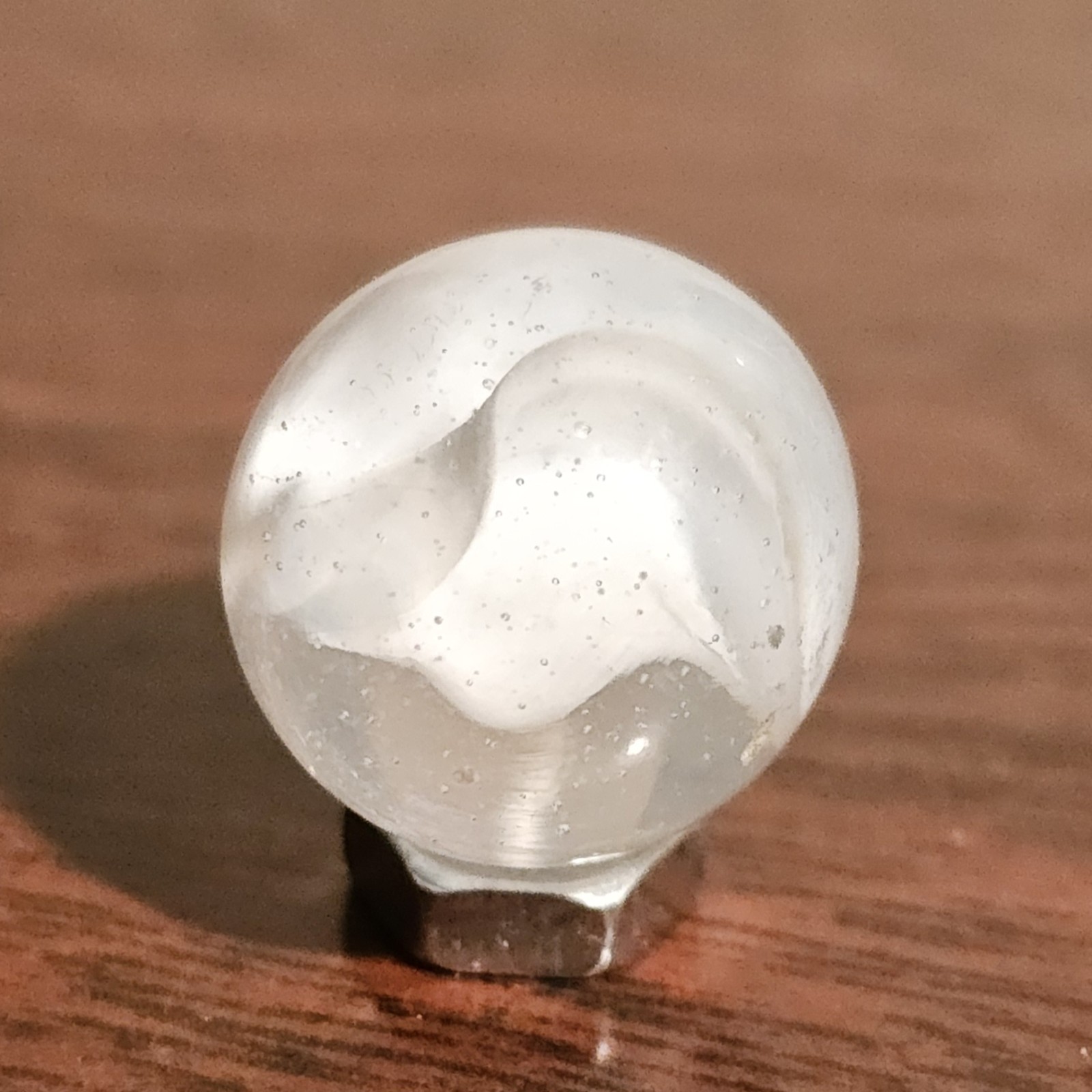 Vintage CE Bogard White 4 Lobe Floppy .625″ Glass Marble