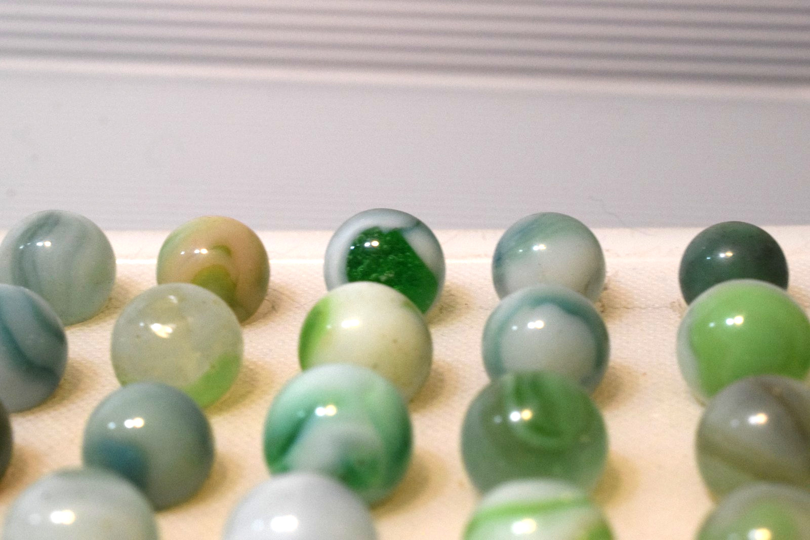 VITRO AGATE MARBLES ARKO 57PC MIXED LOT SHAMROCK GREEN AQUA BLUE COBALT LIME