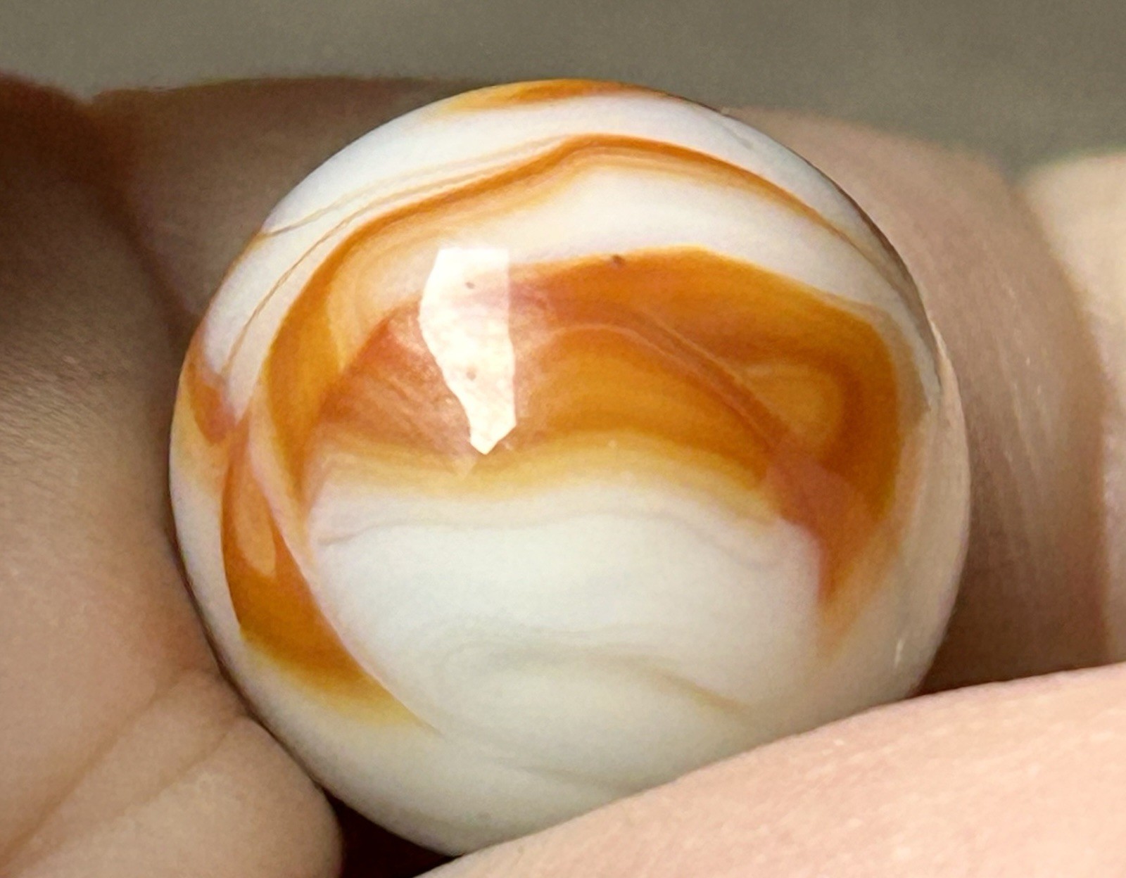 Vintage Alley Agate Or Heaton 0.64” Copper Ribbon Swirl Marble NM!