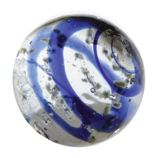 25mm Dark Blue Swirl Moonstone Handmade Art Glass Glow in the Dark Marble wStand