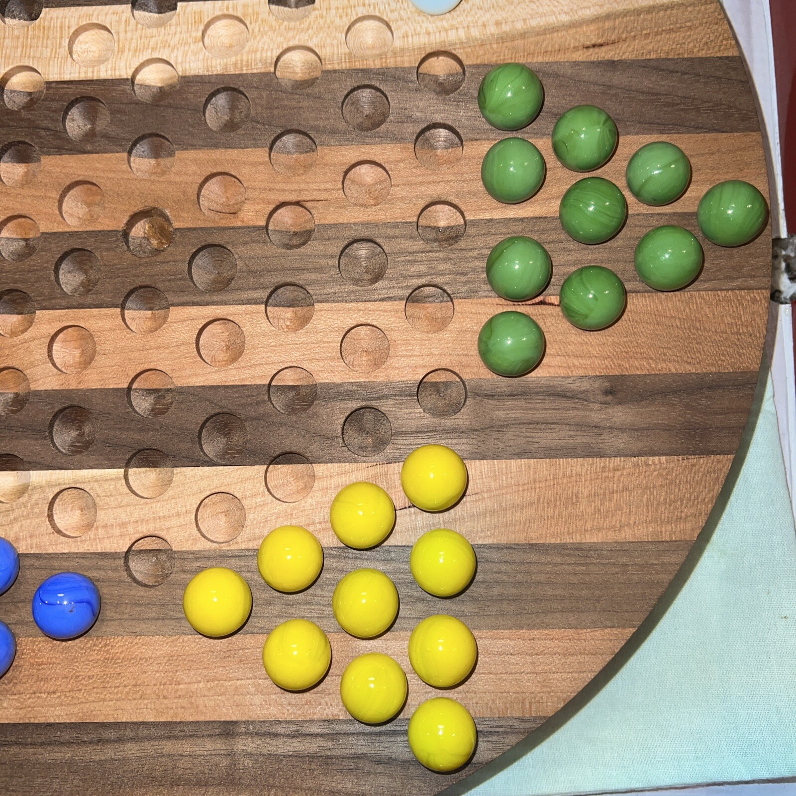 Dual Solid Wood Board Marble Solitaire And Chinese Checkers (sm And Lg Marbles)