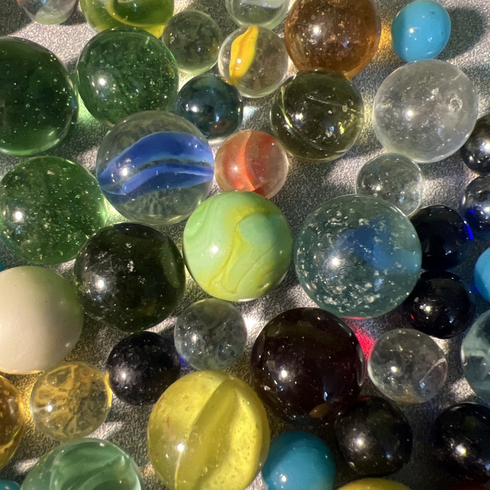 Lot of 70+ Mix of Makers Vintage Glass Marbles Hand Made Cat Eye Not Sorted