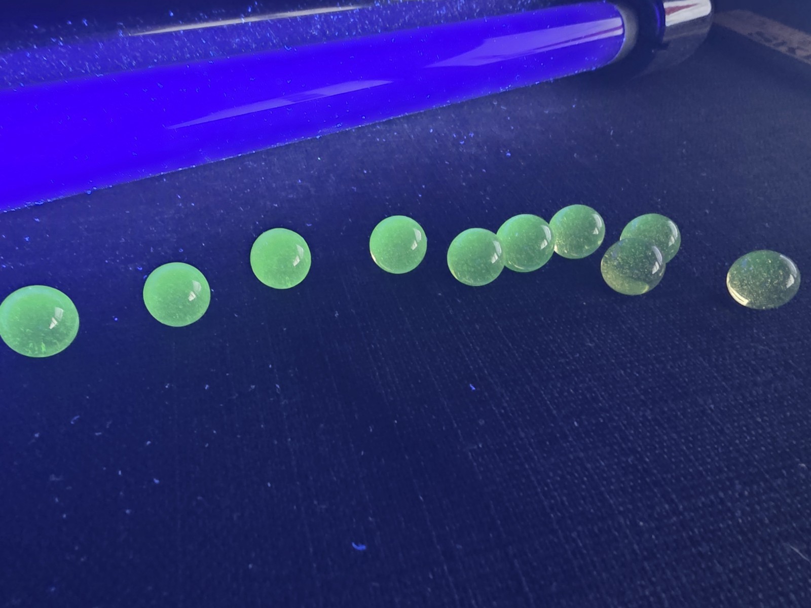 Lot Of 10 Vaseline Glass Uranium Glass Marbles Uv Glow