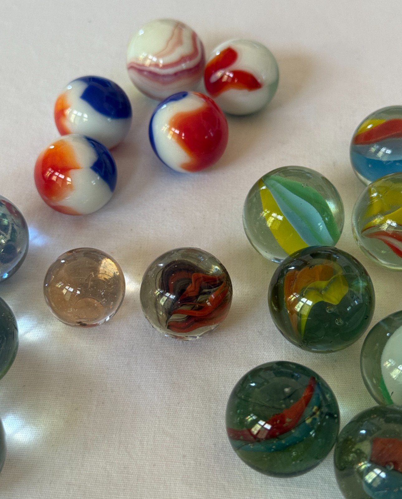 Vintage Glass Marble Lot 28 Large Shooter Boulder Peltier Akro Agate 1930s