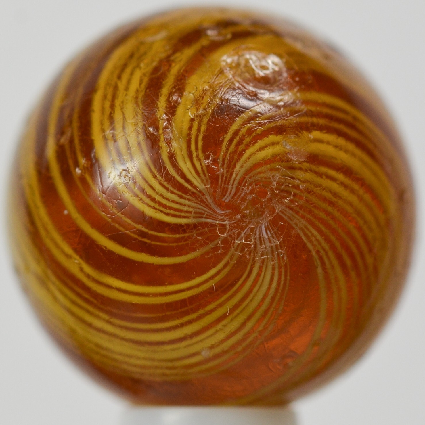 Handmade Gooseberry Marble, Amber Glass, 23/32 in, Polished, Germany, S1406