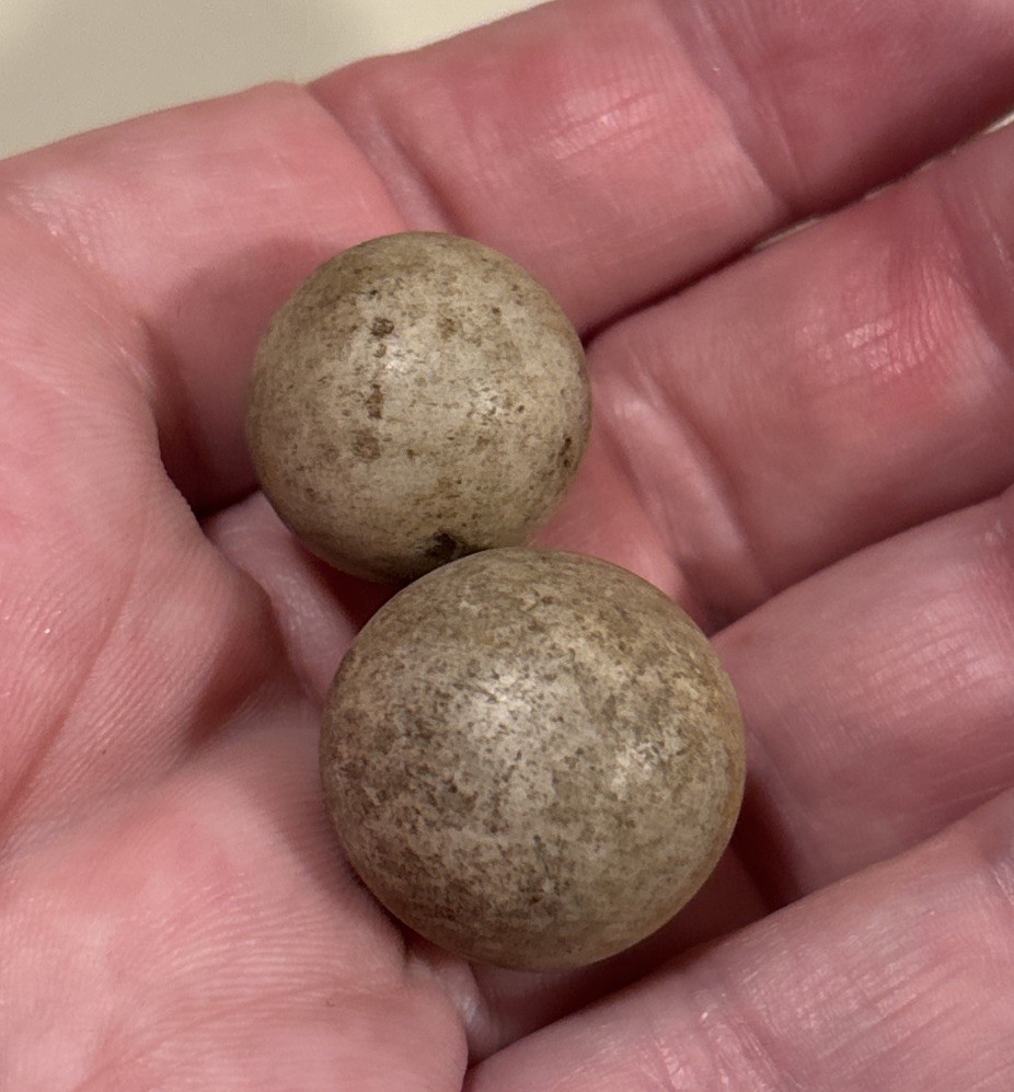 Antique 19th Century French Clay Marbles Lot Of 2